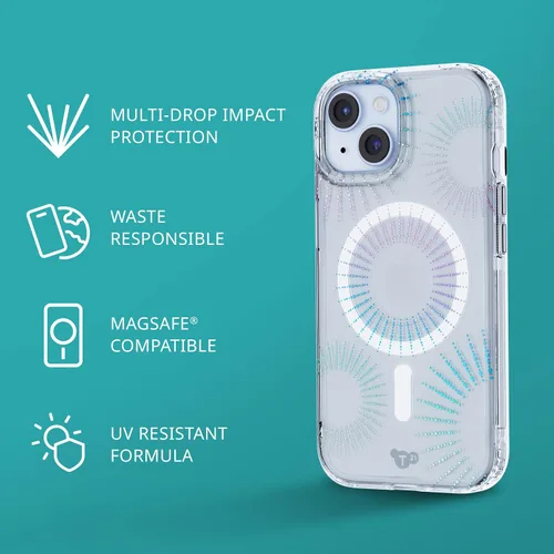 Vista 4 de Tech21 Evo Sparkle - Funda para iPhone 16e y 15, compatible con MagSafe, funda de protección contra impactos, color lunar