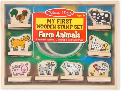 Vista 4 de Melissa & Doug Mi primer juego de sellos de madera - Animales de granja
