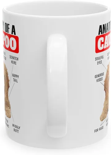 Vista 4 de Divertida taza de café de cerámica blanca de 11 oz con diseño de cachorro de Cavapoo