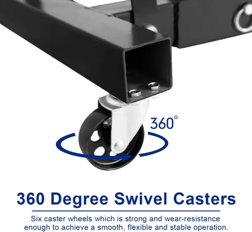 Vista 5 de Goplus - Grúa plegable para motor con capacidad para 2 toneladas, plataforma elevadora, para taller, de acero resistente y 6 ruedas de hierro