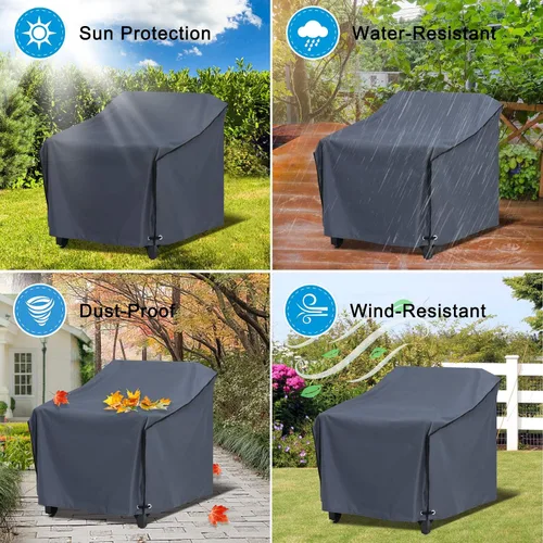 Vista 3 de ABCCANOPY Funda para silla de patio, apilable, impermeable, para exteriores, duradera, resistente a los rayos UV, de poliéster, funda para muebles