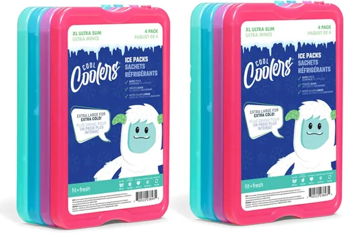 Vista 13 de Cool Coolers by Fit & Fresh 4 Pack XL Slim Ice Packs, Quick Freeze Space Saving Reusable Ice Packs for Lunch Boxes or Coolers
