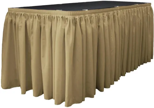 Vista 39 de LA Linen Falda de mesa de popelina de poliéster para mesas rectangulares, tela plisada para banquetes de boda, 14 pies por 29 pulgadas de largo