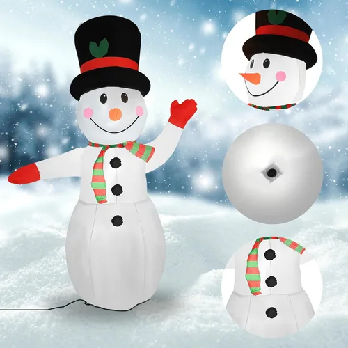 Vista 4 de [Usado] Muñeco de nieve inflable de Navidad de 8 pies, muñeco de nieve suave iluminado IP65 con luces LED, decoración de patio inflable automática