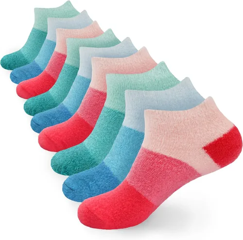Vista 22 de BambooMN Calcetines de spa de nailon mullidos con infusión de aloe para mujer, color morado lavanda, 3 pares