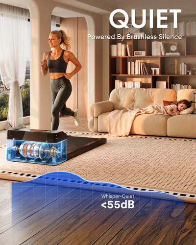 Vista 4 de FLEXISPOT Foldable Walking Pad Treadmill for Home Office, Under Desk Treadmill with Fold-in-Half Design, Quiet Brushless Walking Experience, 264 LBS