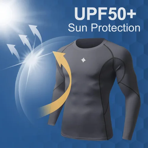 Vista 4 de Milin Naco ropa interior de manga larga fresca seca con compresión para hombre paquete de 3