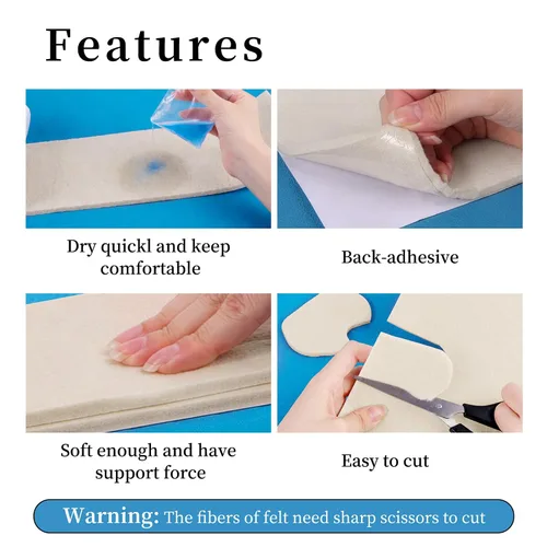 Vista 4 de Pllieay Adhesive Felt Premium Grade, Orthopedic Felt Roll 1/4" x 6" x2.5yd Light Brown Felt Sheets, Quality Rayon Blend Adhesive Felt Roll for