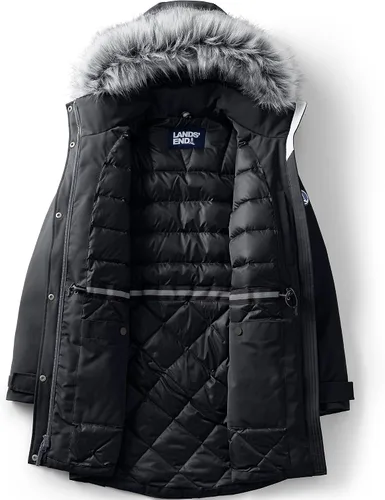 Vista 5 de Lands' End Expedition parka impermeable de plumón para mujer con capucha de piel sintética