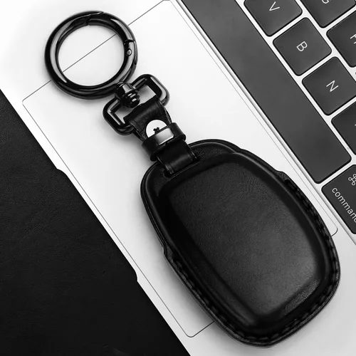 Vista 4 de Tukellen Funda de Cuero Genuino para Llavero Portallaves Inteligente Compatible con Hyundai Elantra Elantra GT Ioniq Sonata Tucson Smart 4 Botones