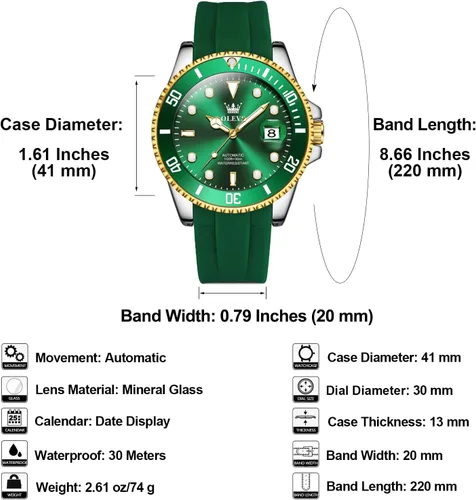 Vista 5 de Reloj automático de viento automático para hombre, reloj de lujo de acero inoxidable con fecha, reloj clásico impermeable con bisel giratorio