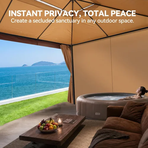 Vista 9 de COBIZI 10x15 Outdoor Patio Gazebo with Privacy Curtains, Khaki Caqui