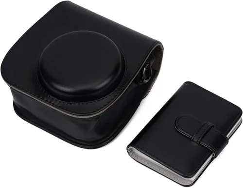 Vista 7 de Funda para cámara instantánea compatible con Fujifilm Instax Mini 12 11/9/8/8+ bolsa de piel sintética con bolsillo y correa ajustable para el Negro