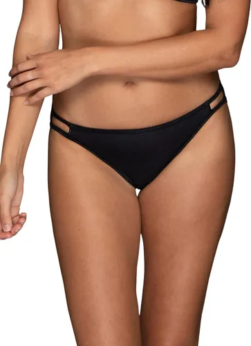 Vista 89 de Vanity Fair Bragas de bikini con tira para mujer, Illumination, con elástico sedoso y ribete de satén Paquete de 3 Negro (Midnight Black)