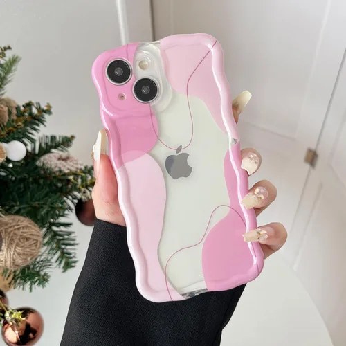 Vista 13 de DEFBSC Funda para iPhone 15 con bonito diseño ondulado, color negro
