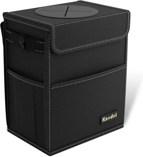 Vista 11 de K KNODEL Basurero para automóvil con tapa, basura para automóvil Negro
