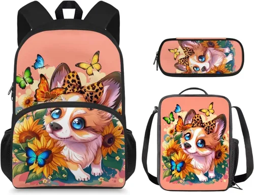 Vista 14 de Mochila 3D Otter para niños de 9 a 11 años, bonita mochila para niñas para la escuela, mochila elegante para niños con lonchera y bolsa
