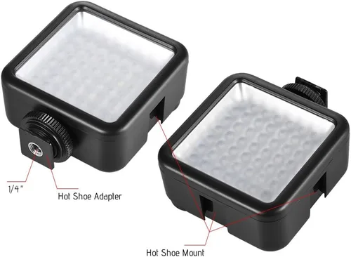 Vista 5 de Andoer W49 Mini cámara de enclavamiento LED Panel luz regulable videocámara iluminación de vídeo con adaptador de montaje de zapato para Canon Nikon