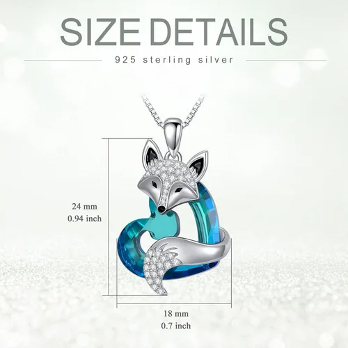 Vista 5 de PELOVNY Heart Crystal Necklace 925 Sterling Silver Peacock Fox Butterfly Necklace Cute Animal Jewelry Birthday Christmas Mothers Day Gifts for Women