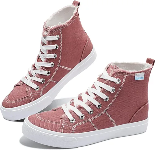 Vista 8 de Obtaom Zapatos de lona de alta calidad para mujer/hombre para jugar a media pantorrilla, zapatillas de deporte de moda casuales con cordones de alta