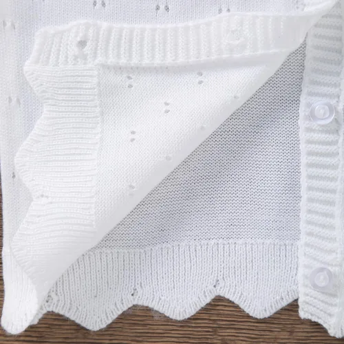 Vista 5 de Cárdigan de punto para bebé niña, manga larga, con botones huecos, suéter fino, ropa cálida