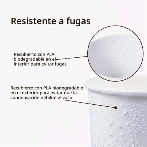 Vista 4 de Juego de 50 tazas desechables de helado blanco de 12 onzas con tapas