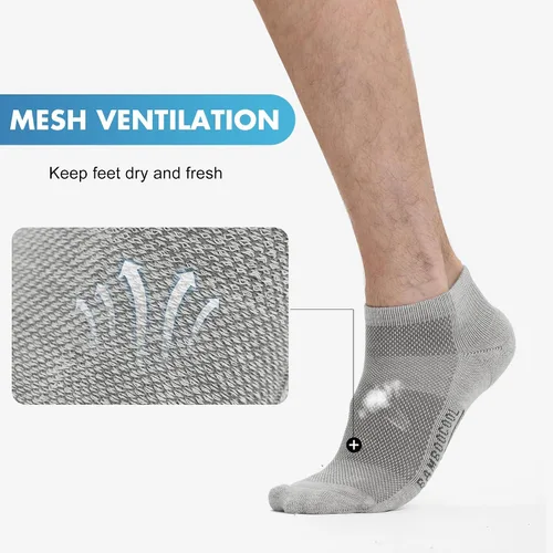 Vista 45 de BAMBOO COOL Calcetines atléticos de tobillo para hombre con acolchado y absorción de humedad, calcetines de malla para correr de corte bajo