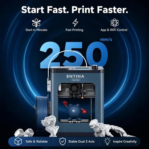 Vista 2 de Impresora 3D Entina Tina2 Plus, impresión rápida de 9.843 in/s, control de aplicación WiFi Azul profundo