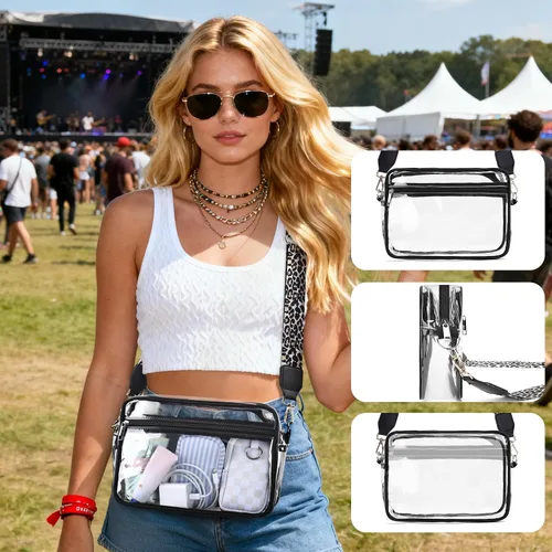 Vista 2 de Bolsa transparente para eventos de estadio aprobada con correa ajustable perfecta para conciertos y festivales