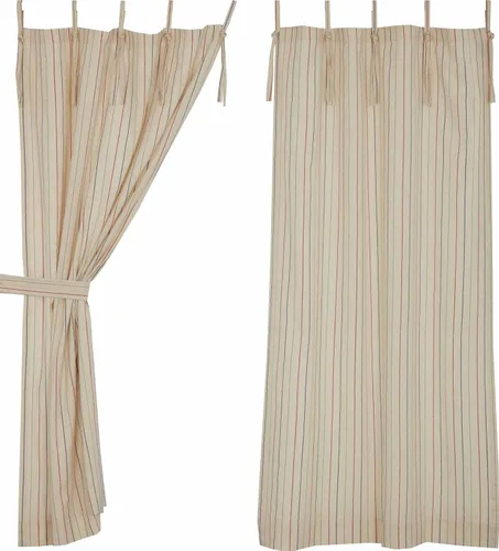 Vista 3 de Piper Classics Betsy - Cortinas con panel de amarre a rayas, juego de 2 paneles con pestañas, 63 pulgadas de largo x 36 pulgadas de ancho, cortinas
