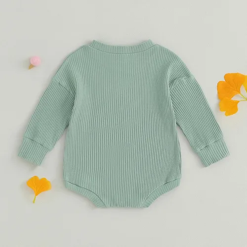 Vista 3 de Ropa de bebé recién nacido, suéter acanalado, enterizo de gran tamaño, sudadera de punto con burbujas, lindo traje de otoño