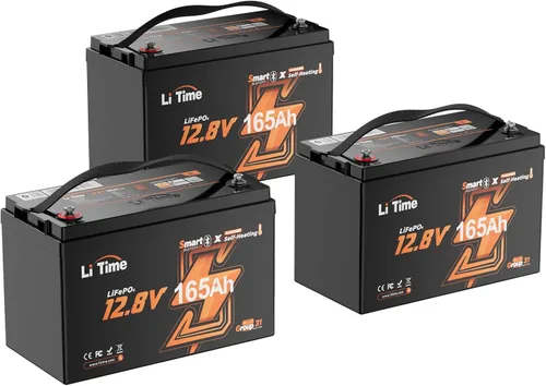 Vista 10 de Litime Batería de litio Xtra-Mini LiFePO4 de 12 V 100 Ah con Bluetooth y BMS de 100 A, mini batería de litio de 12 voltios, máximo 15000 ciclos