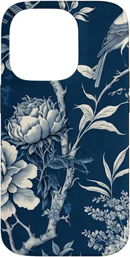 Vista 17 de Chinoiserie Floral Toile Blue and White Funda para iPhone 17