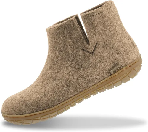 Vista 12 de Glerups Pantufla tipo bota unisex de mezcla de lana 100% de calidad con suela de goma Carbón