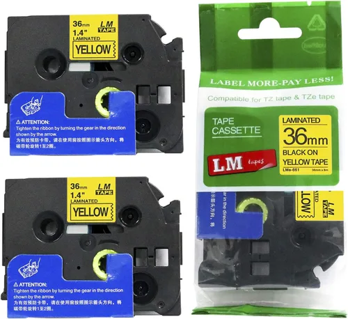 Vista 39 de 2/Pack LMe561 Premium 1.5" Black Print on Blue Label Tape, Compatible with Brother TZe-561 P-Touch Tape 36mm Laminated Replacement Label Tape.