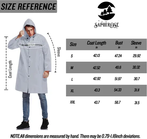 Vista 6 de Chaqueta de lluvia de seguridad larga con capucha para hombre, impermeable, poncho de emergencia