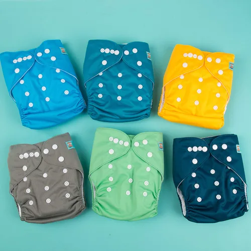Vista 7 de ALVABABY Pañales de tela para bebé, talla única, ajustable, lavable, reutilizable para bebés y niños, paquete de 6 con 12 inserciones 6BM101
