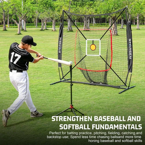 Vista 3 de Storgem 6'X6' Baseball Softball Practice Net, Portable Baseball Net for Batting, Hitting, Pitching and Fielding, Carry Bag, Strike Zone and Batting