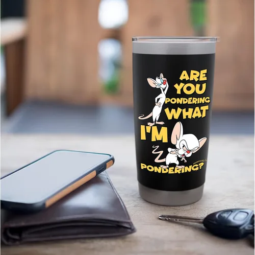 Vista 7 de Pinky and the Brain Vaso aislado de acero inoxidable Pondering