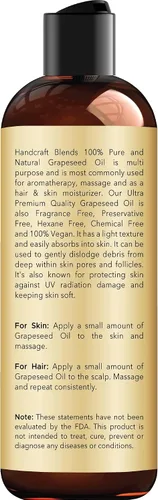 Vista 2 de Handcraft Blends - Aceite de semilla de uva - 8 onzas líquidas