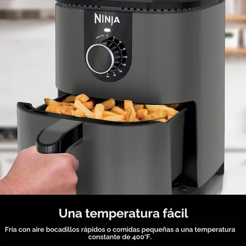 Vista 4 de Ninja AF080 Mini freidora de aire, capacidad de 2 cuartos de galón, compacta, antiadherente, con temporizador de ajuste rápido, gris