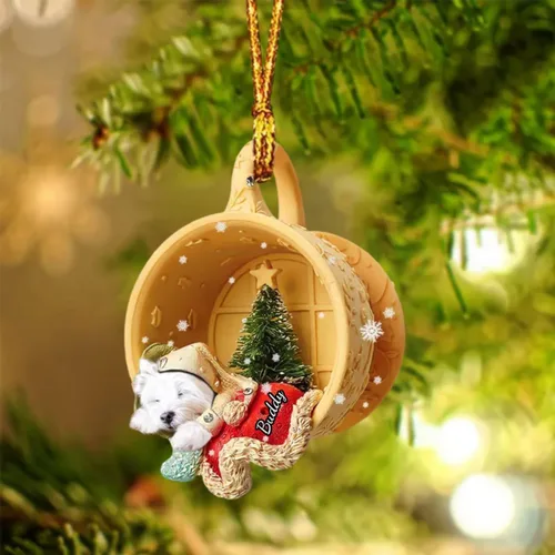 Vista 24 de Adornos de acrílico de encargo de la Navidad del nombre del perro, forma 2D personalizada para los amantes del perro Bulldog