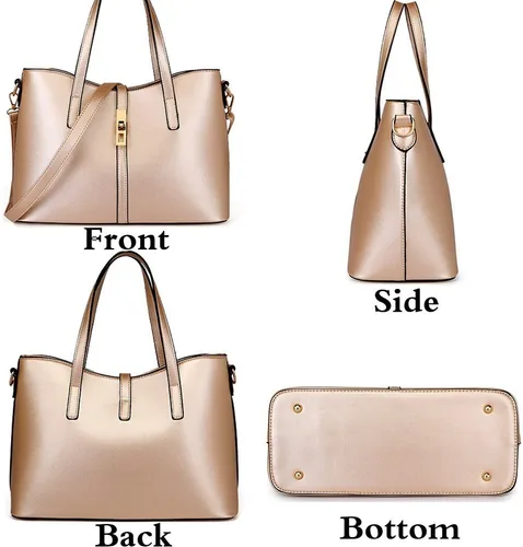 Vista 5 de Juego de 4 bolsos de mano para mujer, con asa superior, bolso cruzado y tarjetero