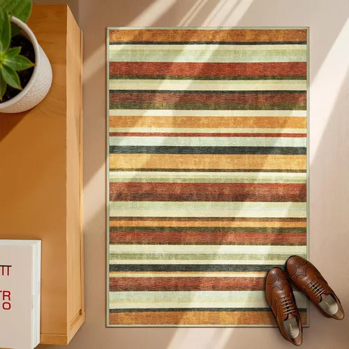 Vista 8 de jinchan Alfombra a rayas de 2 x 3 para entrada, alfombra de cocina, tapete pequeño, antideslizante, ligero, de bajo perfil, decoración para entrada