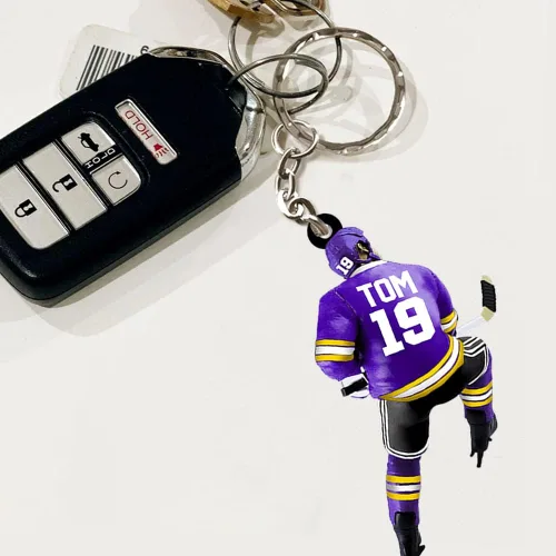 Vista 4 de IZI POD Llavero de hockey, llavero personalizado de jugador de hockey con color y nombre, regalos para amantes del hockey, jugadores de hockey, él
