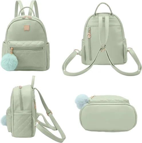 Vista 39 de Mini mochila de moda para niñas, bolso pequeño lindo de cuero a cuadros para mujer, mochilas pequeñas, Negro -, Mini mochila de moda para niñas