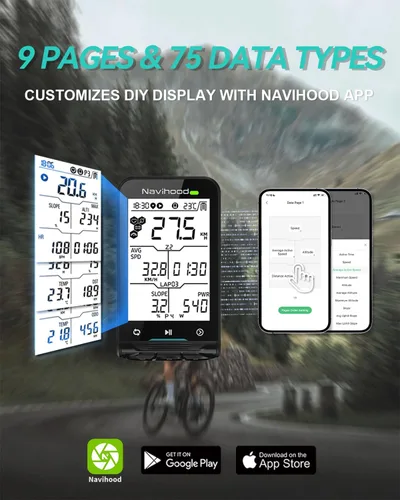 Vista 4 de Computadora de bicicleta L3 GPS inalámbrica, pantalla de 2.6 pulgadas, velocímetro de bicicleta Bluetooth ANT+, IPX7 impermeable, retroiluminación