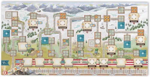 Vista 4 de Great Western Trail 2ª edición Rails to the North Juego de mesa Expansión - ¡Nuevas aventuras esperan! Juego de estrategia para niños y adultos