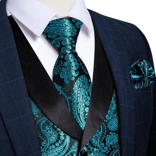 Vista 2 de DiBanGu Suit Vest for Men Vest Set with Tie Bowtie Tie Clip Pocket Square Cufflinks 6Pcs Waistcoat