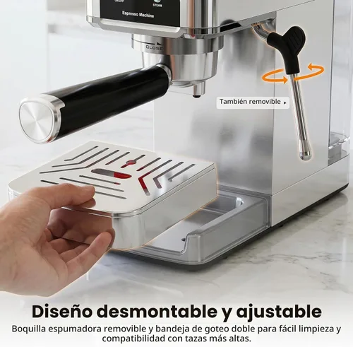 Vista 6 de Electactic Máquina de café espresso de 20 barras con espumador de leche, cafetera espresso profesional para capuchino y café con leche, cafetera
